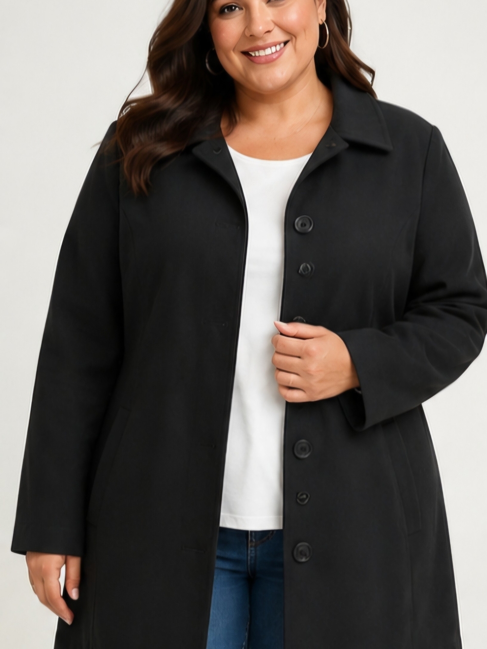 Merona Women’s 3X Black Button Front Coat Jacket Pink Print Lining Plus Size